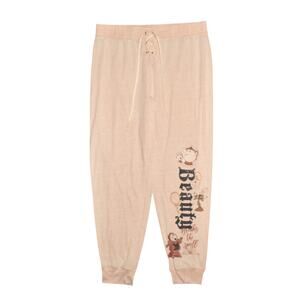 DISNEY $40‎ Beauty and the Beast Jogger Lounge Pants Beige Lace-Up Medium
